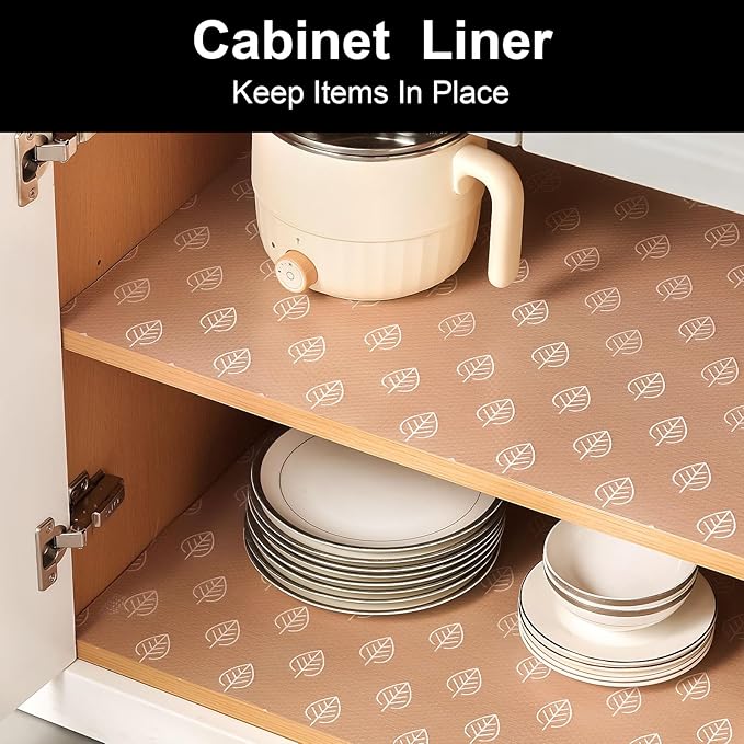 Cooyes Shelf Liners for Kitchen Cabinets Refrigerator Liners Waterproof & Oil-Proof Kitchen Cupboard Liner Drawer Mats EVA Material Non Adhesive Fridge Liner for Shelves