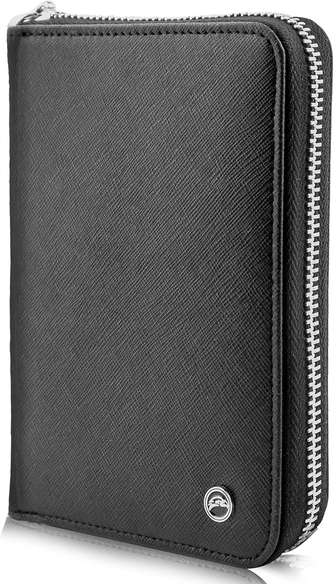 RFID Travel Wallet Passport Holder with Zipper - Organizer Bag for Travel Documents - Safety Essentials Cover for Men Women