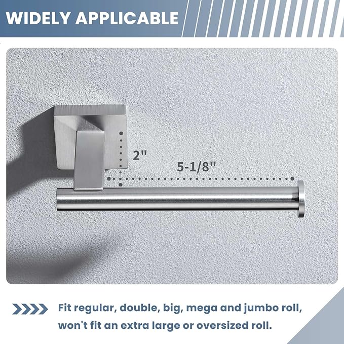 Suyar Brushed Nickel Toilet Paper Holder, SUS 304 Stainless Steel Wall Mount Paper Roll Holder for Bathroom, Open Arm Style