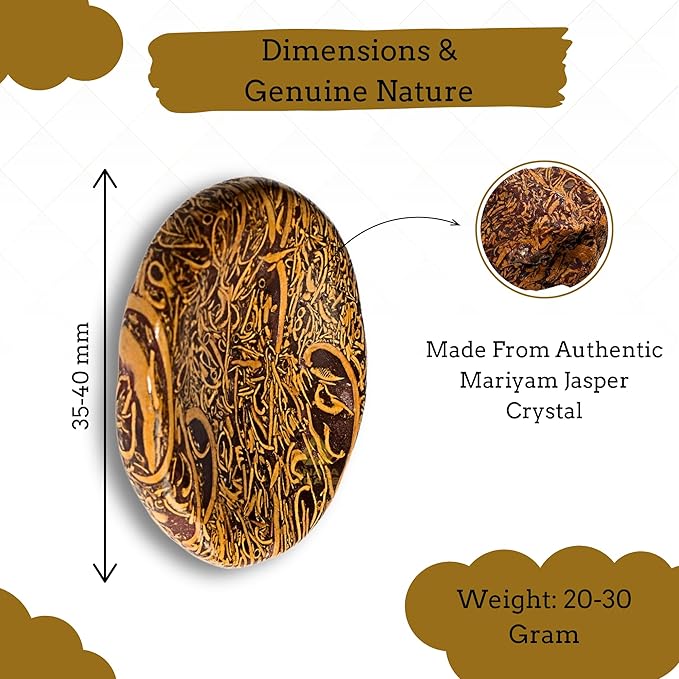 Mariam Jasper Worry Stones – Crystal Thumb Worry Stone for Anguish, Stress – Relaxing and Soothing Balance Stones for Meditation, Stress Relief – Healing Stones and Crystals for Men and Women