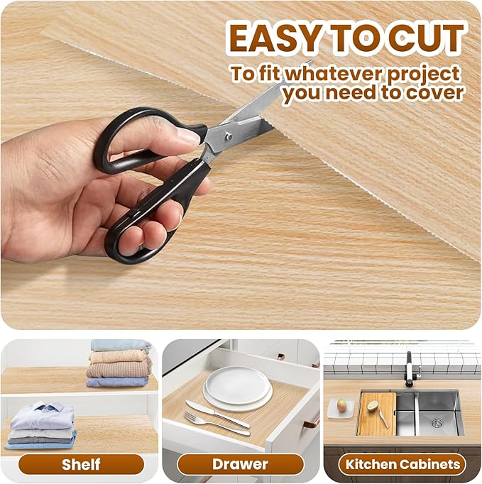 Drawer Shelf Liner for Kitchen Cabinets Non-Adhesive, Non Slip Shelf Paper Waterproof Thickened Cabinet Liners for Shelves, Strong Grip Mats for Cupboard, Dresser, Pantry, Beige, 17.5 in x 30 FT