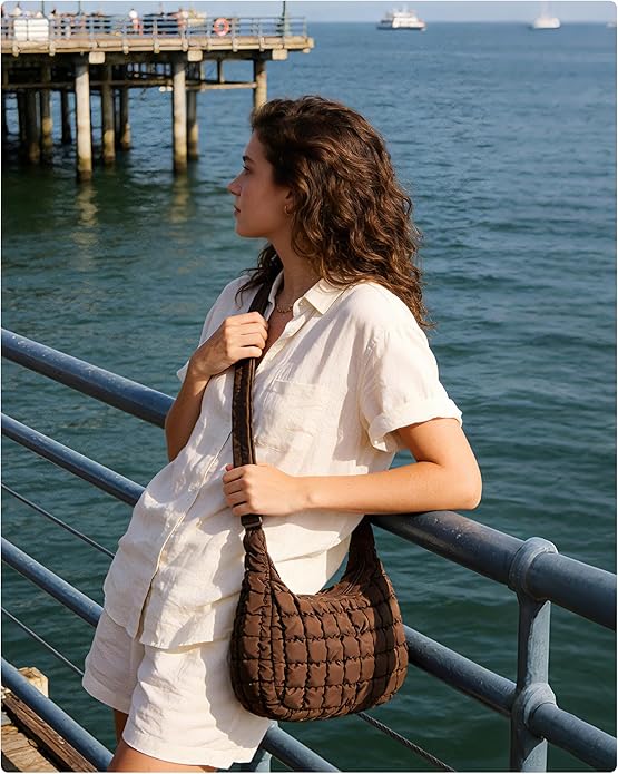 BAGSMART Quilted Crossbody Bag for Women, Lightweight Puffer Purse for Travel, Daily Use & Work | Water-resistant, Puffy Shoulder Bag, w/ Adjustable Strap, Light & Comfortable, Hands-free Bags, Travel Essentials