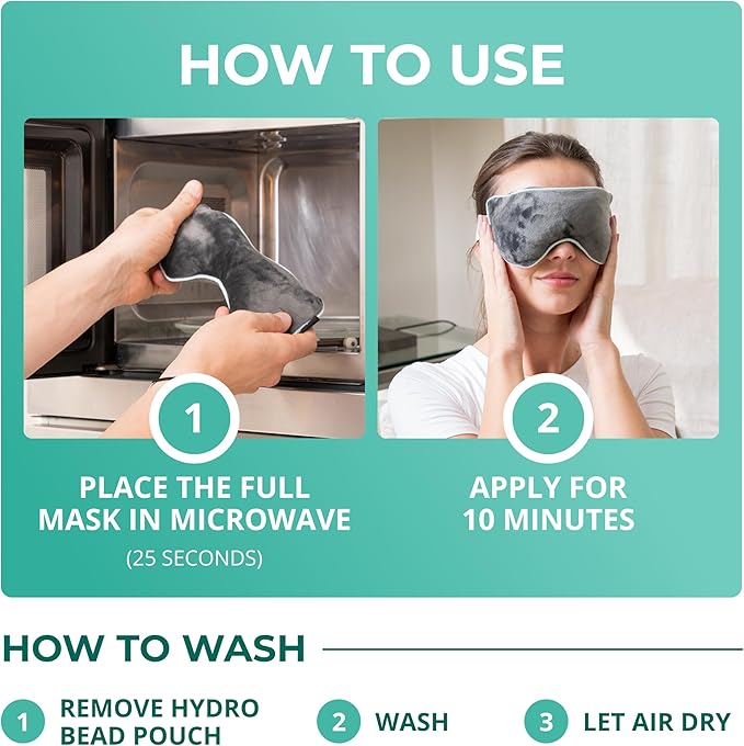 MyHalos® Eye Mask for Dry Eyes - Steam Warm Compress for Eyes - Remove Styes, Chalazion Therapy Warming and Heating Pad Hot Compress - Moist Heat Mask for Blepharitis & MGD