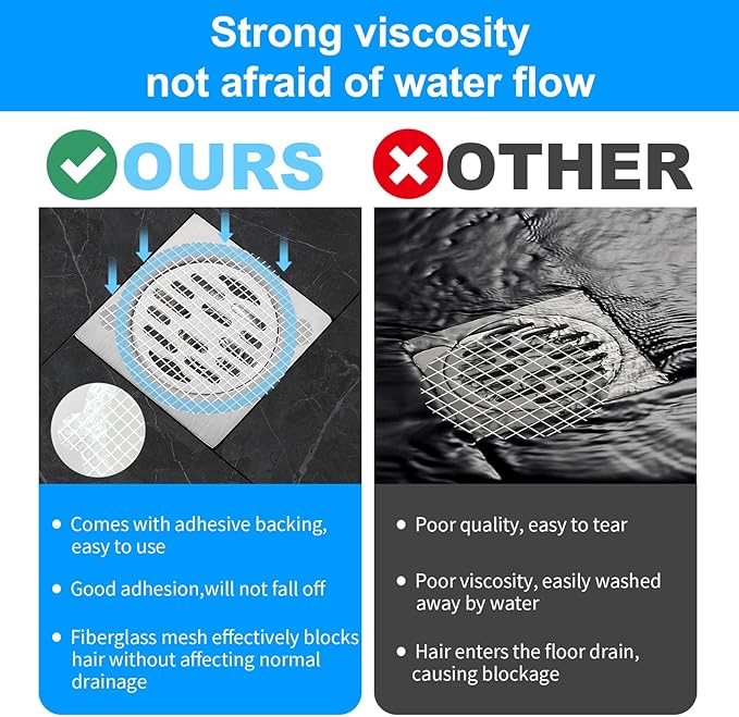 50pcs Disposable Shower Drain Hair Catcher Hair Trap for Shower Drain Mesh Stickers Shower Strainer for Bathroom Tub Kitchen Sink Shower Drain Cover Hair Stopper