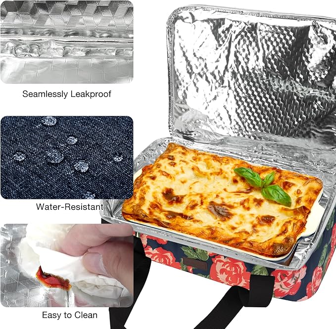 Vuudh Expandable Casserole Carrier Bag - Double Decker Food Bag, Insulated Casserole Carrier for Hot or Cold Food, Lasagna Holder Tote for Picnics, Beaches, Traveling or Gifts