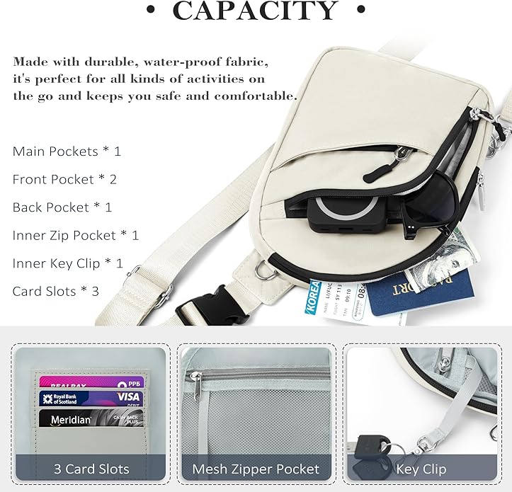 TOPEAST Anti Theft Crossbody Bags for Women Men, Small Sling Crossbody Bag Travel Purse Shoulder Wallet with RFID Blocking
