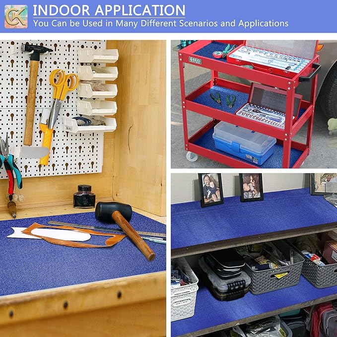 Foam Toolbox Liner Shelf Liner, Thickened Durable Pad Tool Box Mat for Protecting Your Tools, Work Surfaces, Garage, and Chests (Blue, 18 inch x 24 ft)