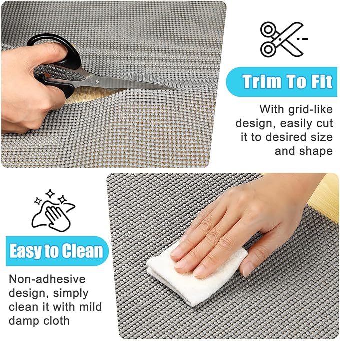 Songrey Non-Adhesive Drawer and Shelf Liner, Non Slip Cabinet Liners, Protect Kitchen Cupboard, Bathroom Drawers, Breathable, Thick Strong Grip mat (17.5IN x 20FT, Cream)