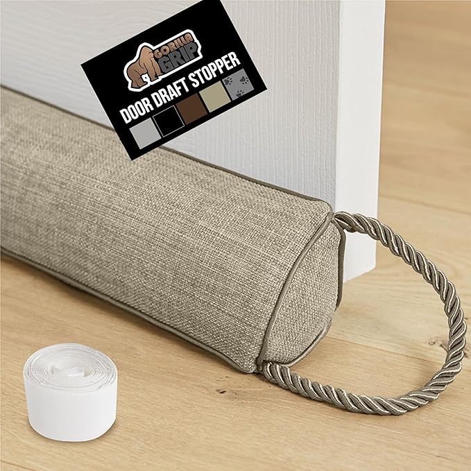 GORILLA GRIP Door Draft Stopper for Bottom of Doors, Sweep Weather Stripping Seal Noise, Cold Air Blocker, Soundproofing, Warmth Sealer, Easy Install Gap Filler, Home Essentials, 38 Inch, Beige