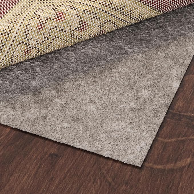 Ottomanson 3' x 6' Non-Slip Rug Pad Gripper 1/4 Inch Thick Dual Surface Felt + Rubber Gripper - Safe for All Floors, Brown