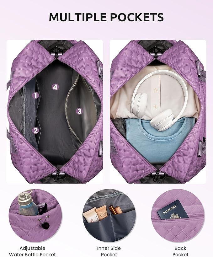 Gifts for Daughter - Personalized Travel Bag with Shoe Compartment, Monogram Overnight Bag for Women, Sister Friend Girlfriend Gifts (Letter M)