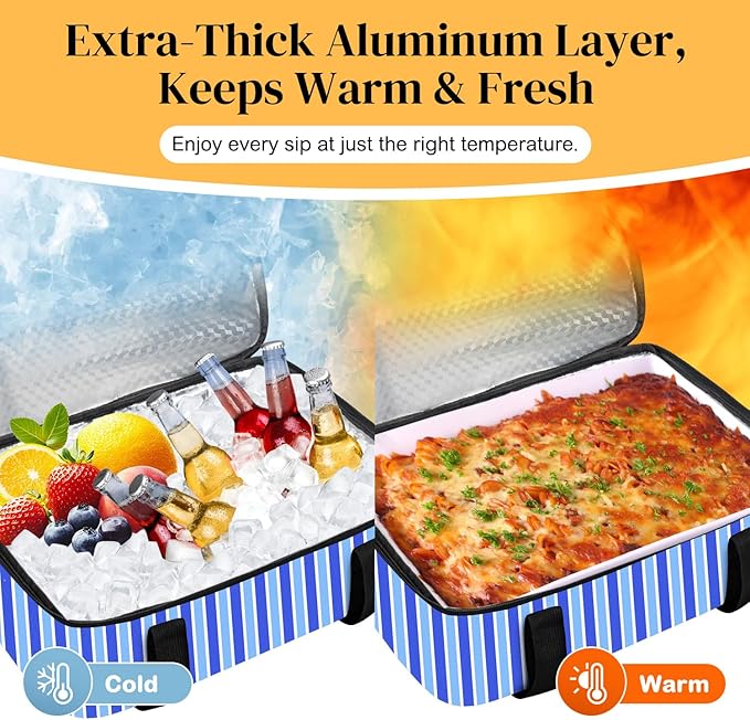 Coobiiya Insulated Casserole Carrier – Portable Tote for Hot or Cold Food, Warmer & Cooler Bag Lunch Bag, Fits 9" x 13" Baking Dish, Ideal for Potluck Parties