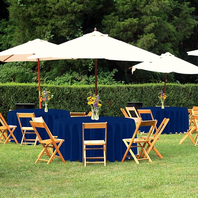 sancua Round Tablecloth 132 Inch Diameter, 6 Pack - Circle Polyester Fabric Table Cloth for Wedding Party Reception Banquet Birthday, Washable Formal Table Cover (Fit 54-96 Inch Tables), Navy Blue