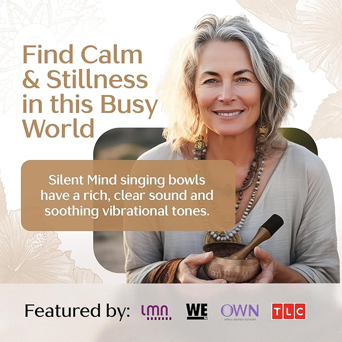 Tibetan Singing Bowl Set – Authentic Plain Design – Sound Bowl & Meditation Bowl with Cushion, Mallet & Guide – Sound Healing Bowls – Yoga Accessories for Relaxation – Therapeutic Harmony