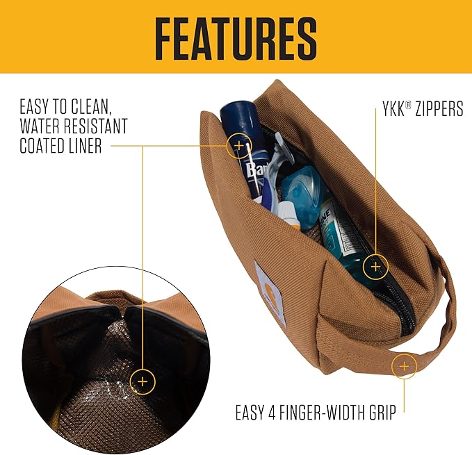 Carhartt Durable Travel Kit, Organize Essentials with the Water-Resistant Free Toiletry Bag