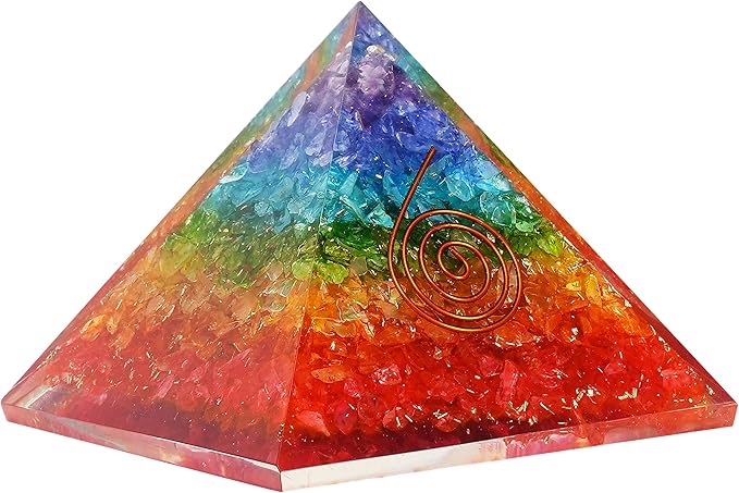 Orgone Pyramid of Success – 7 Chakra Orgonite Pyramid for Healing, Meditation, Stress Relief, Positive Energy & Chakra Balancing