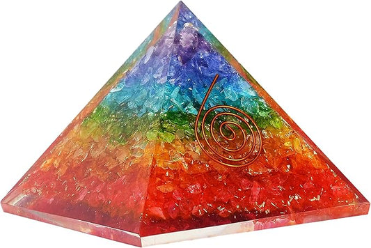 Orgone Pyramid of Success – 7 Chakra Orgonite Pyramid for Healing, Meditation, Stress Relief, Positive Energy & Chakra Balancing