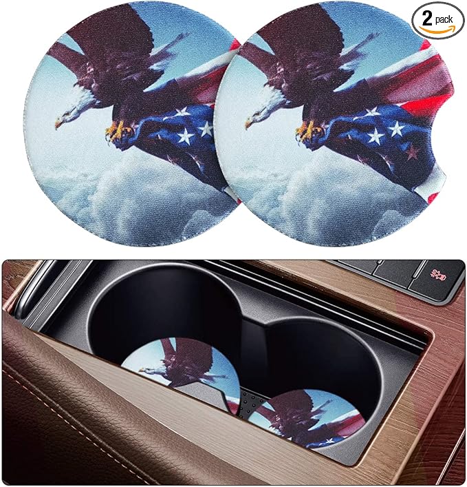 Moly Magnolia 2 Pack Car Coasters for Drinks Absorbent - 2.75 Inch Cute Car Cup Holder Coasters for Women, Removable Cup Holder Coaster for Women Girls, Car Interior Accessories (Style G)
