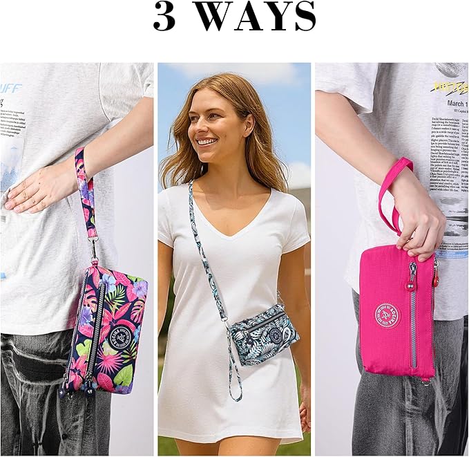 AOCINA Small Wristlet Wallet for Women RFID Blocking Crossbody Purse Gifts for Valentine's Day Nylon Cell Phone Purses