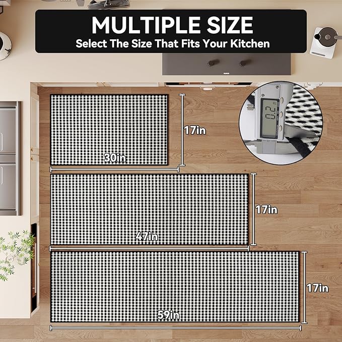 YDKGL Kitchen Mats for Floor, Super Absorbent Kitchen Rugs Non Slip Washable, Rubber Backing Soft Chenille Braided Kitchen Runner Rug Standing Mat Sink Mat, Easy to Clean, Black 17"x30"