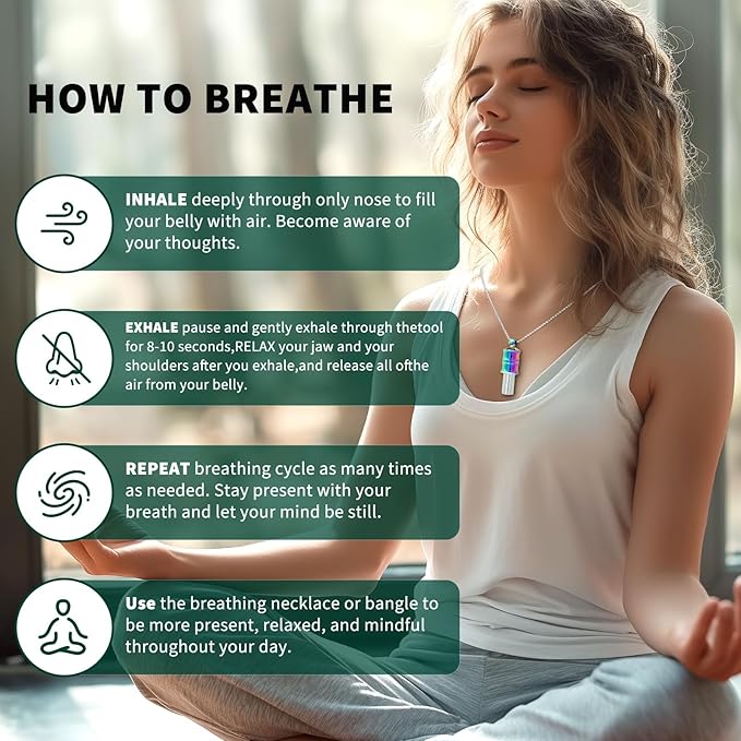 Black Zen Bamboo Whistle 528 Hz Meditation Necklace Breathing Frequency Sound Healing Device by Adjusting The Breathing for Anxiety & Stress Relief Mindfulness