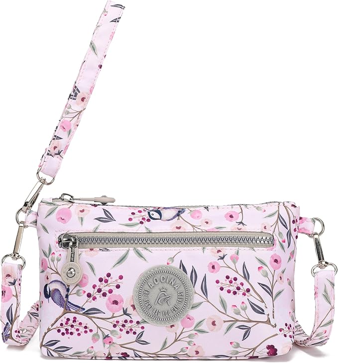 AOCINA Small Wristlet Wallet for Women RFID Blocking Crossbody Purse Gifts for Valentines Day Nylon Cell Phone Purses