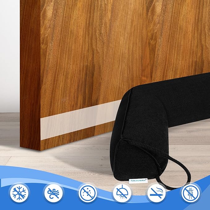 NABOWAN 32" Weighted Under Door Draft Stopper -Triangular Door Draft Blocker with Hook Loops for Easy Install, Save Energy, Home Room Essentials