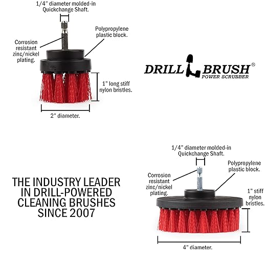 Drill Brush Outdoor Cleaning Attachment - Headstone Cleaning and Restoration - Concrete Stain Remover - Outdoor Garden Scrubber - Porch and Patio Scrubbing Tools - Garden Equipment - Stiff Brush Clean