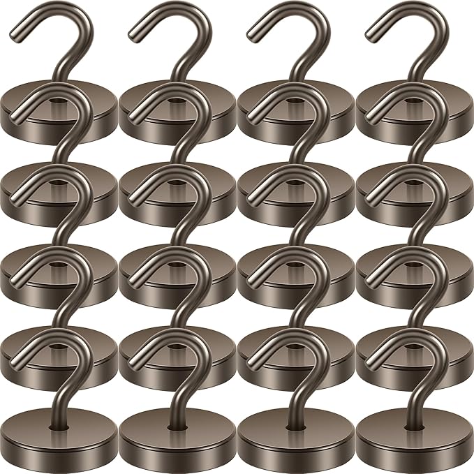 Neosmuk Magnetic Hooks, Cruise Ship Essentials, 120lb+ Heavy Duty Magnetic Hooks for Cruise Cabins, Refrigerator, Grill, Hanging, and Travel | Extra Strong Must-Haves Magnet Hook,Grey,Pack of 20