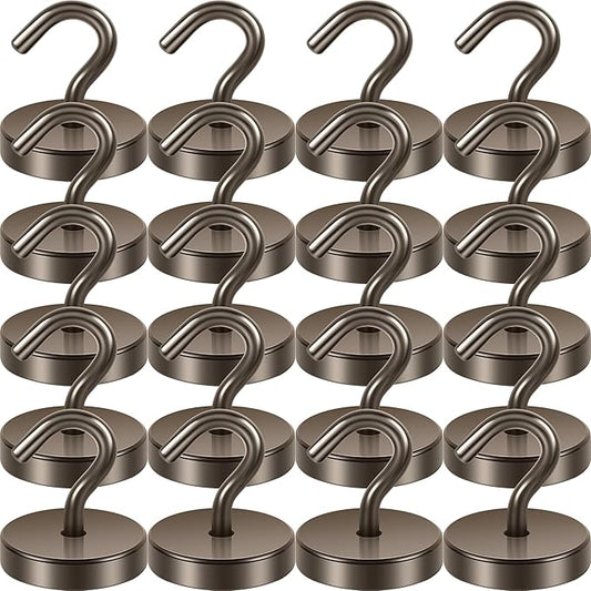 Neosmuk Magnetic Hooks, Cruise Ship Essentials, 120lb+ Heavy Duty Magnetic Hooks for Cruise Cabins, Refrigerator, Grill, Hanging, and Travel | Extra Strong Must-Haves Magnet Hook,Grey,Pack of 20