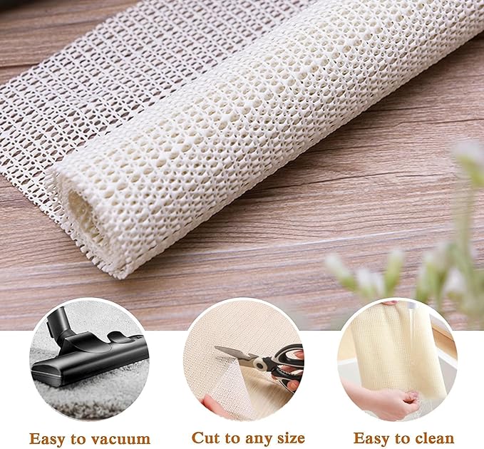 Non SlipGripper Pad for Hardwood Floors, Area Rug Pads for Tile Floor, Under Carpet Anti Skid Mat, Keep Your Rug Safe in Place,Can be Cut to Any Size (White, 70.8x78.7inch)