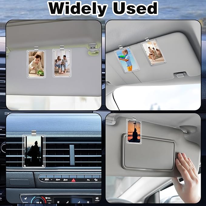 2Pcs Car Picture Holder, Acrylic Magnetic Personalized Photo Holder Car Accessories Car Photo Holder Car Visor Clip, Personalized Car Picture Frame, Suitable for Adding Family or Personal Photos