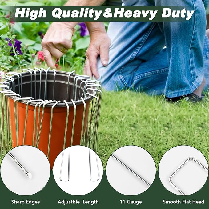 FEED GARDEN 6 Inch 25 Pack Galvanized Landscape Staples 11 Gauge Anti-Rust Garden Stakes SOD Pins Yard Stakes