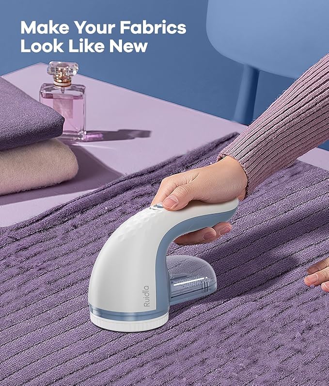 Lint Remover, Fabric Shaver for Clothes and Furniture, Sweater Shaver with 6-Leaf Blades & Safety Lock, Lint Shaver Fabric Shaver 4 Times Efficiency to Remove Pilling