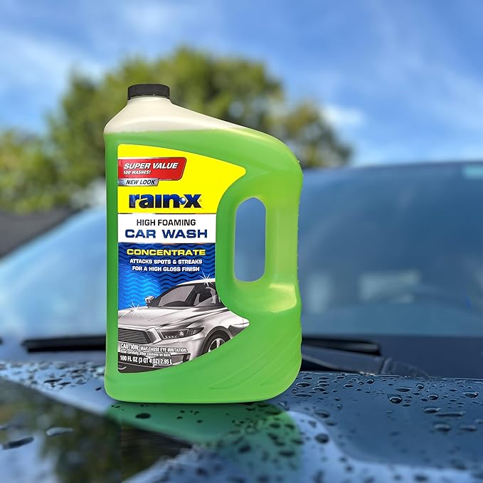 Rain-X 620191 Foaming Car Wash - 100 fl oz. High-Foaming, Concentrated Formula For Greater Cleaning Action, Safely Lifting Dirt, Grime And Residues For An Exceptional Clean 100 Fl Oz (Pack of 4)