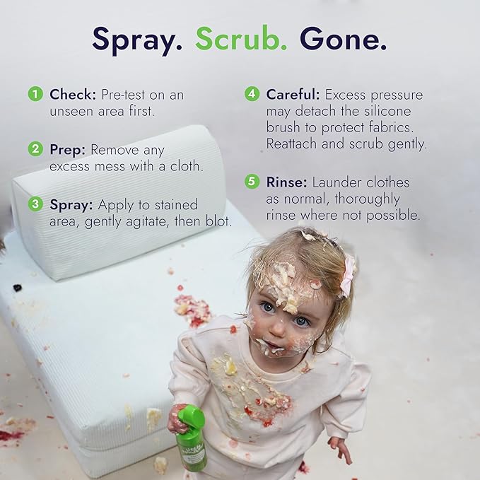 Little Monsters Mess Remover Foaming Brush 5 fl oz (150ml) | Kid-Friendly Laundry Stain Remover Spray, Newborn Essentials & Baby Essentials, For Tougher Stains on Clothes, Shoes, Upholstery, & More