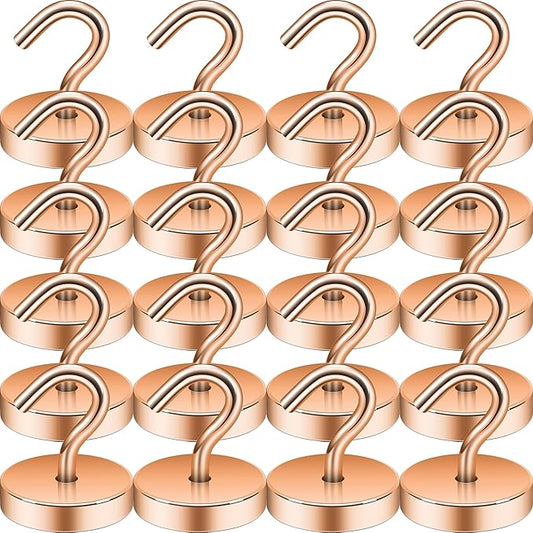 Neosmuk Magnetic Hooks, Cruise Ship Essentials, 120lb+ Heavy Duty Magnetic Hooks for Cruise Cabins, Refrigerator, Grill, Hanging, and Travel | Extra Strong Must-Haves Magnet Hook,Bronze,Pack of 20