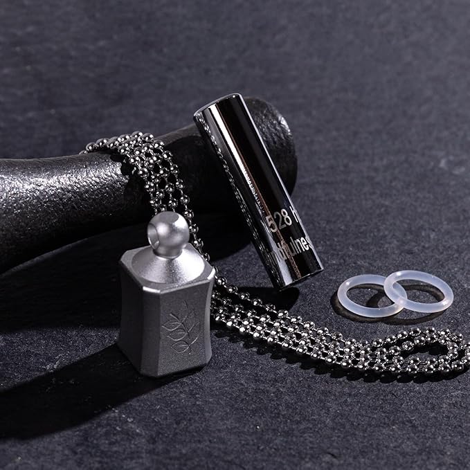 528 Hz Meditation Necklace, Breathing Necklace Frequency Sound Healing Device by Adjusting, Quit Smoking Necklace, The Breathing for Anxiety & Stress Relief Mindfulness (Silver)