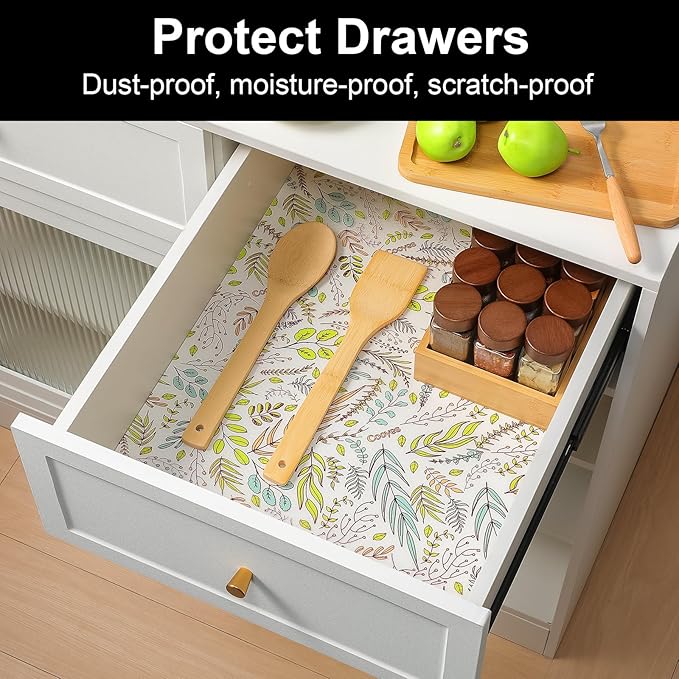Cooyes Shelf Liners for Kitchen Cabinets, Refrigerator Liners Waterproof & Oil-Proof Kitchen Cupboard Liner Drawer Mats EVA Material Non Adhesive Fridge Liner for Shelves（23.6" W x 236" L）