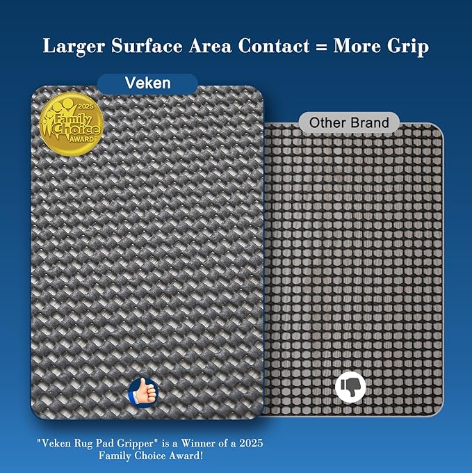 Veken 2x8 Ft Rug Pad Gripper for Hardwood Floors, Non Slip Dark Grey Rug Pads for Area Rugs, Thick Rug Grippers for Tile Floors, Under Carpet Anti Skid Mat, Keep Your Rugs Safe and in Place