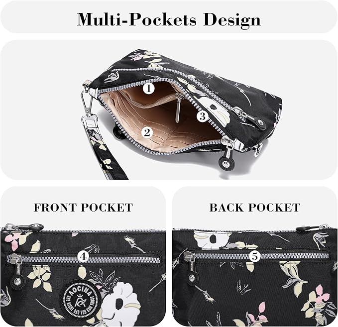 AOCINA Small Wristlet Wallet for Women RFID Blocking Crossbody Purse Gifts for Valentine's Day Nylon Cell Phone Purses