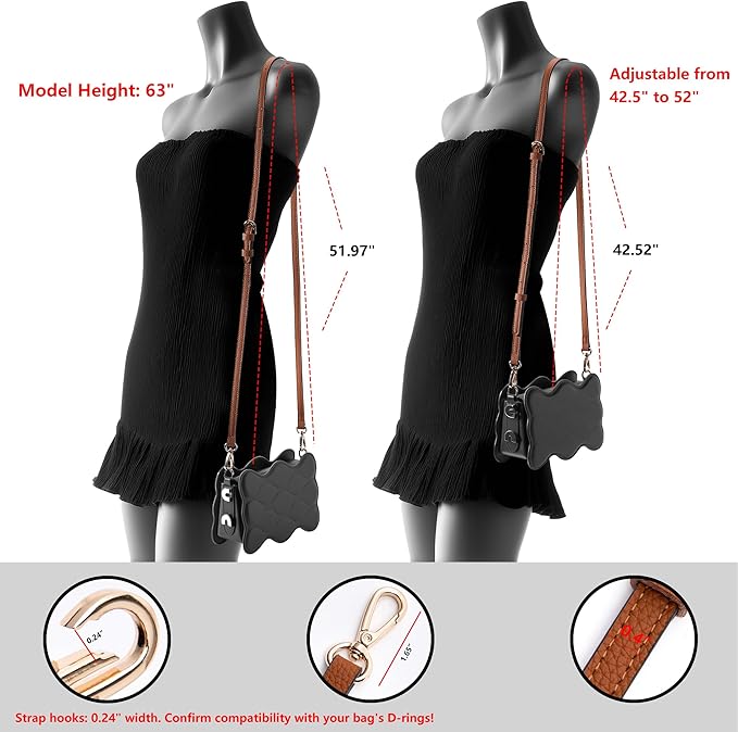 SEAVILIA PU Leather Purse Strap Replacement Crossbody Adjustable Long Thin Handmade Shoulder Handbags Strap