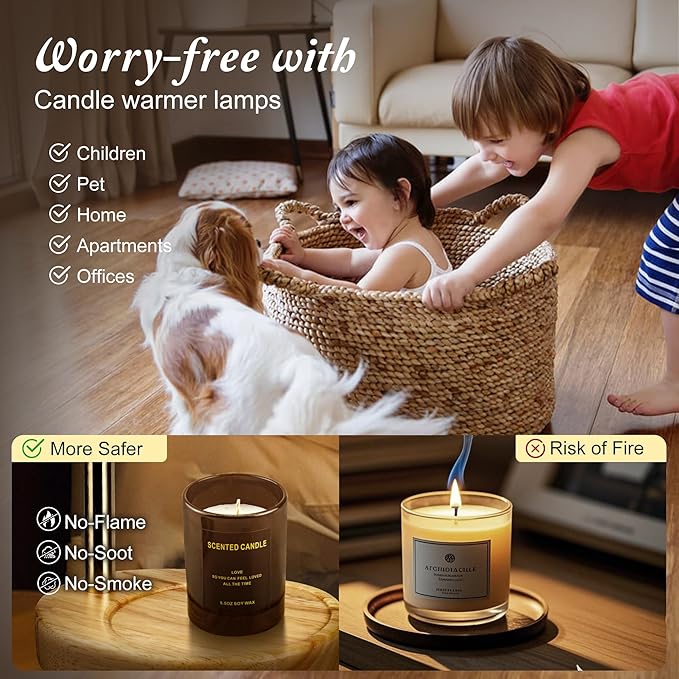 Candle Warmer Lamp with Timer, Adjustable Candle Warmer Lamp with 1 Bulbs,2/4/8-Hour Timing Function,4-Level Dimmable, Adjustable Height