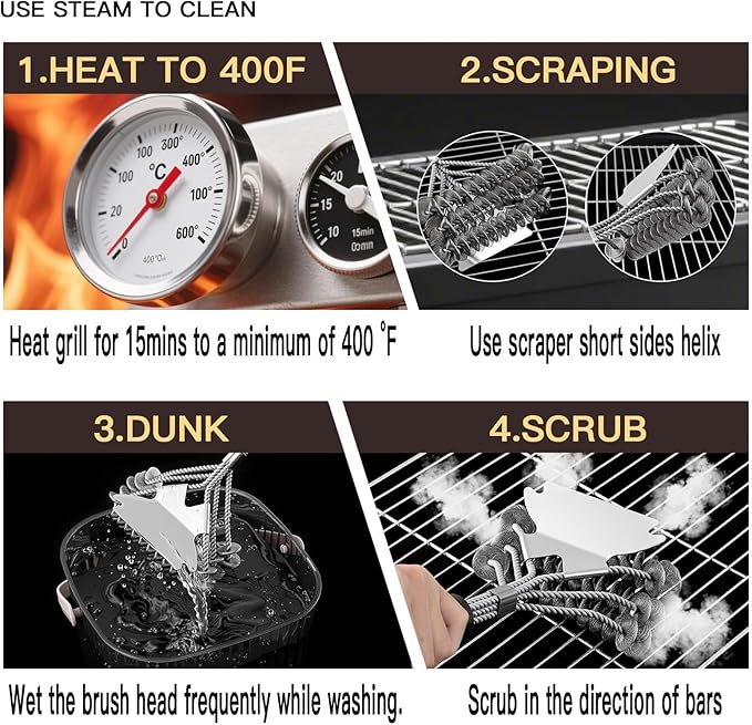 APNSFWL Grill Brush and Scraper Bristle Free Safe BBQ Brush for Grill Stainless Grill Grate Cleaner Safe Grill Accessories for Porcelain/Weber Gas/Charcoal Grill Gifts for Grill Wizard/Men/Dad