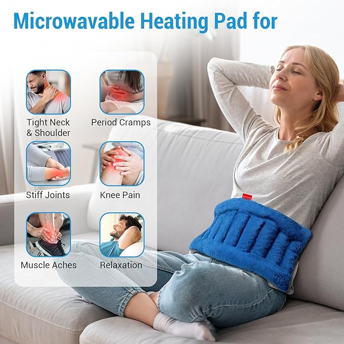 Comfytemp Microwave Heating Pad for Pain Relief, 8"x16" 2.18LB Hot Pack Moist Heat Physical Therapy for Neck Shoulder, Cramps, Muscle Aches, Joints, FSA Eligible HSA Warm Compress Gift for Men Women