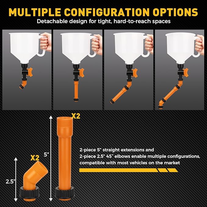20-Piece No-Spill Coolant Funnel Kit, Cooling System Funnels Kits, Spill Proof Funnel Bleeder, Radiator Funnels Kit with Adapters, Extensions, Flexible Hose, Circular-Funnel, Towel for Automotive Use