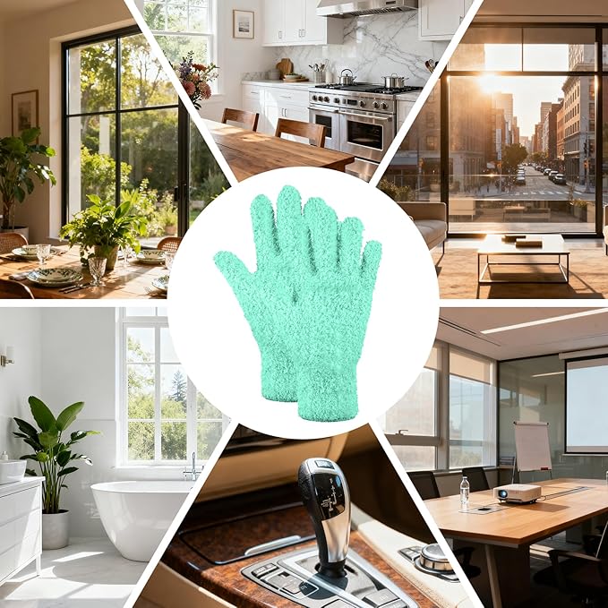 faralite 4 Pairs Microfiber Plant Dusting Gloves,Breathable Work Gloves for Indoor Plants and Gardening