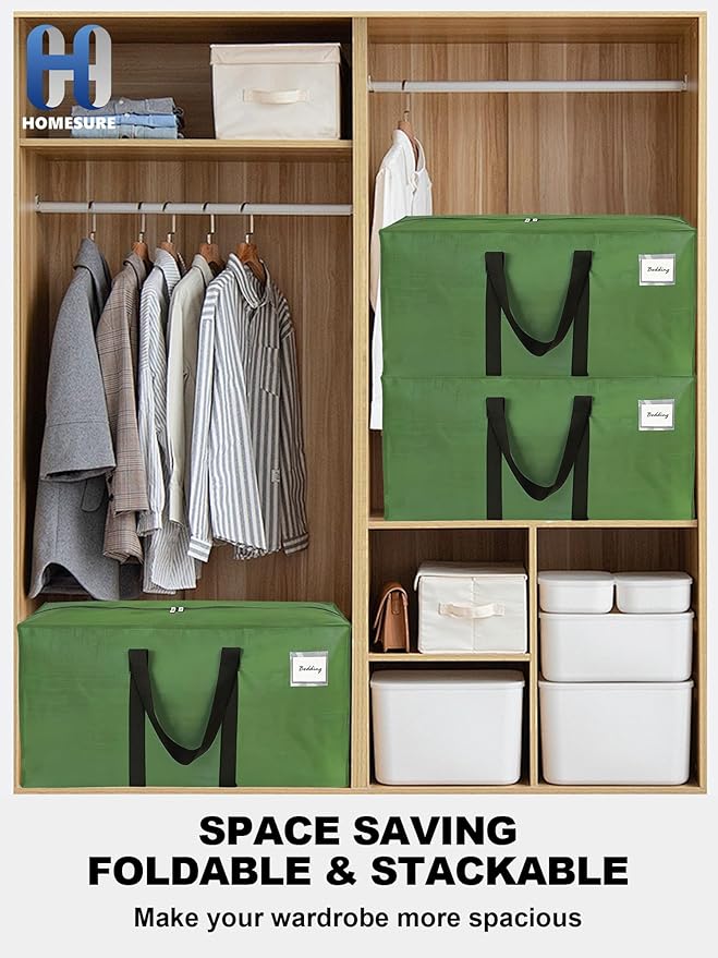 HOMESURE Supports 200lbs Heavy Duty Moving Bags - Strong Zipper & Wrap-Around Handles - Water-Resistant Storage Totes, Durable Alternative to Moving Boxes - 8 Pack -Multi-Color System for Easy Sorting