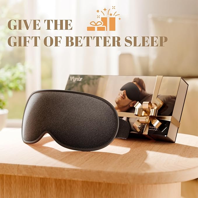 Sleep Mask for Men Women - 100% Blackout Eye Masks for Sleep, Zero Pressure 3D Sleeping Mask, Adjustable Light Blocking Eye Cover Blindfold for Travel, Nap, Night Work, Office - Gray