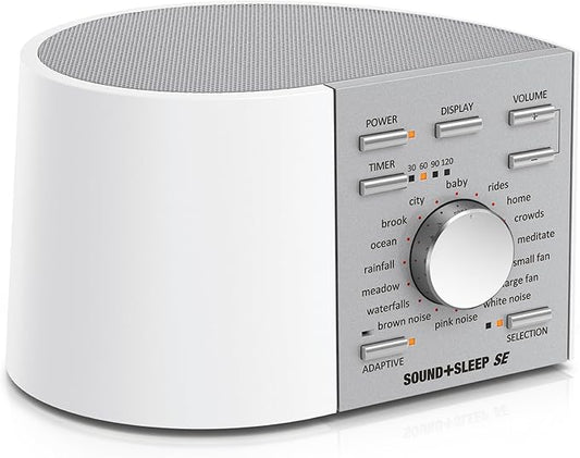 Adaptive Sound Technologies Sound + Sleep SE Noise Machine - White Noise Machine - Non-Looping Environmental/Nature Sounds for Sleep & Relaxation - with Timer & Headphone Jack - White/Silver
